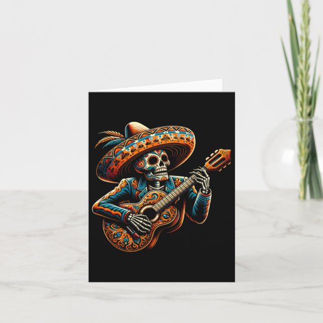 Funny Cinco De Mayo Skeleton Skull Fiesta Sombrero Card (Front)