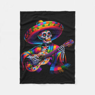 Funny Cinco De Mayo Skeleton Skull Fiesta Sombrero Fleece Blanket
