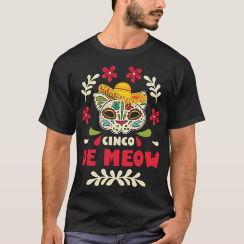 Funny Cinco De Mayo T  Cinco De Meow Cat Sombrero  T_Shirt