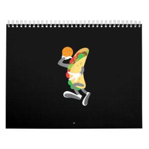 Funny Cinco De Mayo Taco Basketball Sports Player Calendar
