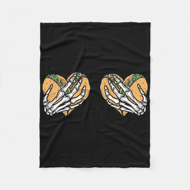Funny Cinco De Mayo Taco Breast Skull Hands  Fleece Blanket (Front)