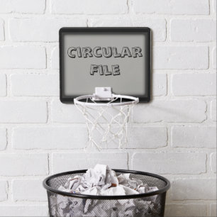 Funny Circular File Trash Can Hoop Gray
