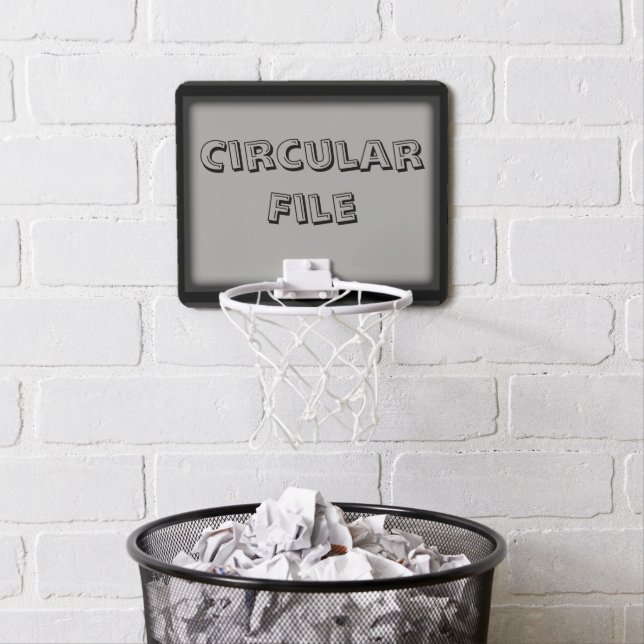 Funny Circular File Trash Can Hoop Gray (In Situ)
