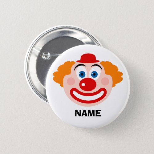 Funny circus clown buttons with custom name