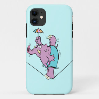 funny circus elephant on tightrope iPhone 11 case