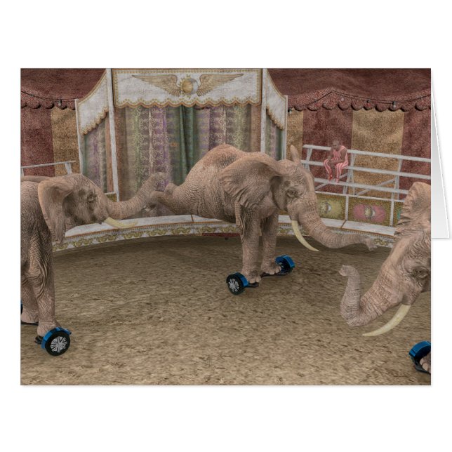 Funny Circus Elephants Cards (Front Horizontal)
