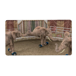 Funny Circus Elephants Label