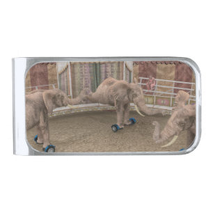 Funny Circus Elephants Silver Finish Money Clip