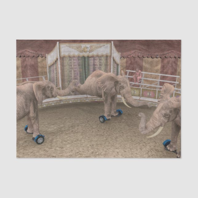 Funny Circus Elephants Tissue Paper (Front)