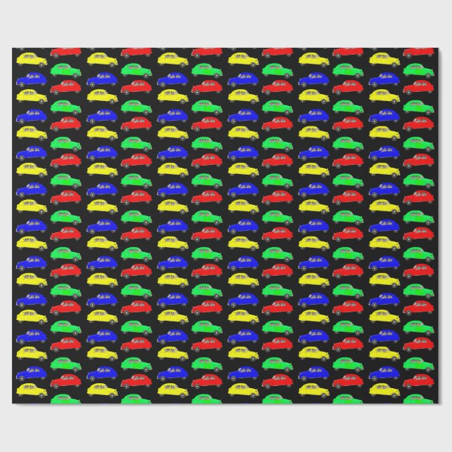 Funny Citroen 2 CV Tiled Pattern Wrapping Paper (Flat)