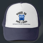 Funny City Bus Driver This is How I Roll Custom Trucker Hat<br><div class="desc">This funny gift for a city bus driver features a blue public transit bus inside the hilarious phrase This is How I Roll. A cool pop culture reference for a bus driver who likes modern humor. Cute personalized hat for transportation drivers with their custom text.</div>