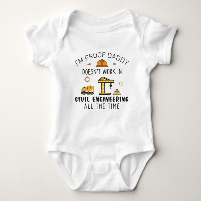 Funny Civil Engineer Dad - Construction Worker Baby Bodysuit (Front)
