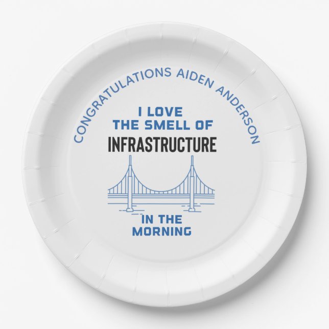 Funny Civil Engineering Graduation Party Paper Plates (Front)