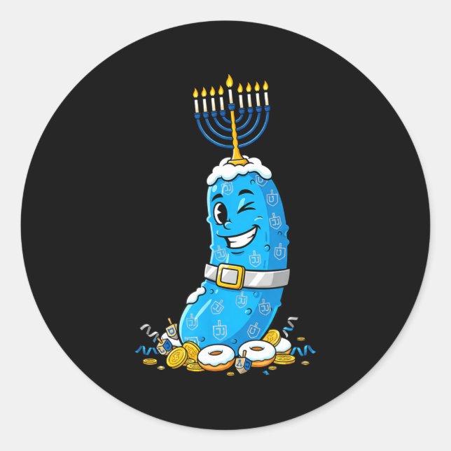 Funny Ckle Dreidel Menorah Hanukkah Kids Womens Me Classic Round Sticker (Front)