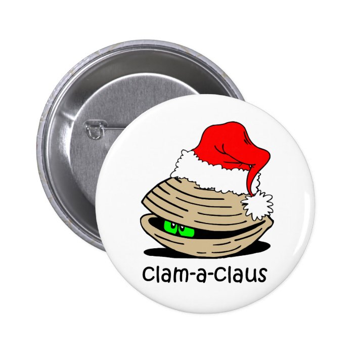 Funny clam Christmas Buttons