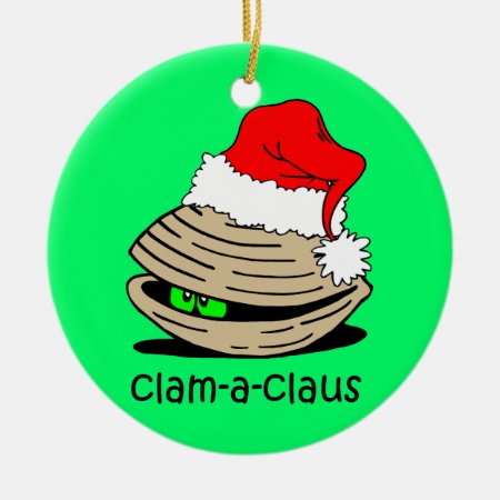 Funny Clam Christmas Ceramic Ornament