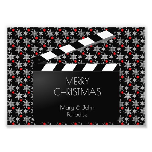 Funny Clapperboard Filmmaking Black White Red Photo Print