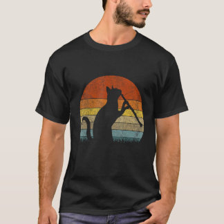 Funny Clarinet Cat Clarinet Player Musician Retro T-Shirt