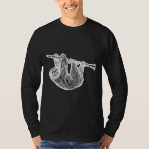 Funny Clarinet Player Sloth Musical T-Shirt