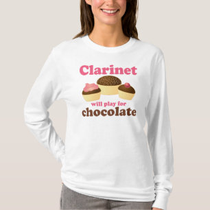 Funny Clarinet Will Work For Chocolate T-Shirt