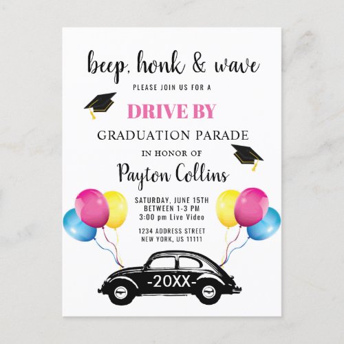Funny Class of 2022 DRIVE BY Graduation Party  Ann Announcement Postcard - Funny Class of 2022 DRIVE BY Graduation Party Announcement Postcard.