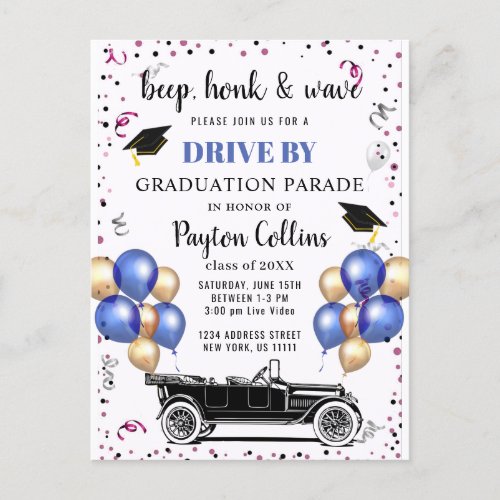 Funny Class of 2022 DRIVE BY Graduation Party Announcement Postcard - Funny Class of 2022 DRIVE BY Graduation Party Announcement Postcard.