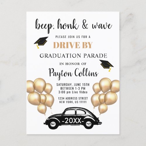 Funny Class of 2022 DRIVE BY Graduation Party Post Postcard - Class of 2022 VIRTUAL Graduation Party Postcard.