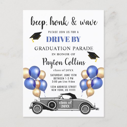 Funny Class of 2022  DRIVE BY Graduation Party Postcard - Class of 2022 Photo VIRTUAL Graduation Party Postcard.