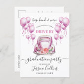 Funny Class of 2024 DRIVE BY Graduation Party  Ann Announcement Postcard (Front/Back)