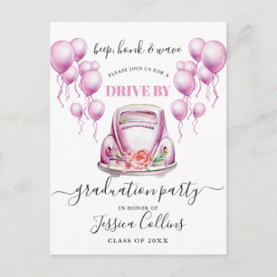 Funny Class of 2024 DRIVE BY Graduation Party Ann Announcement Postcard