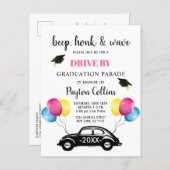 Funny Class of 2024 DRIVE BY Graduation Party  Ann Announcement Postcard (Front/Back)