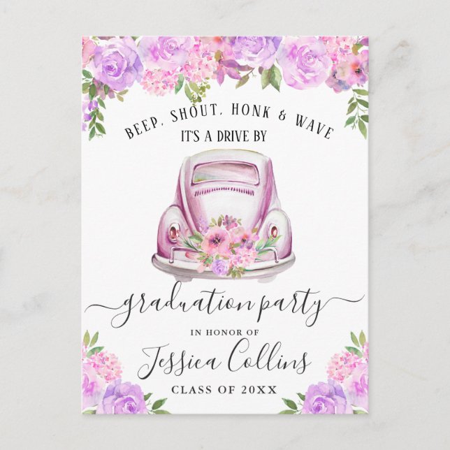 Funny Class of 2024 DRIVE BY Graduation Party Announcement Postcard (Front)