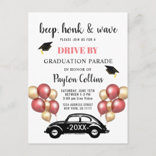 Funny Class of 2024 DRIVE BY Graduation Party Announcement Postcard
