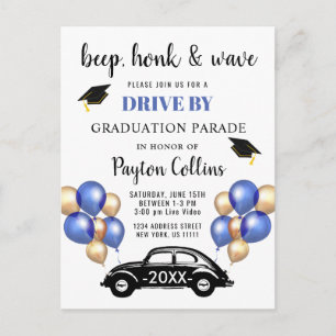 Funny Class of 2024 DRIVE BY Graduation Party Postcard