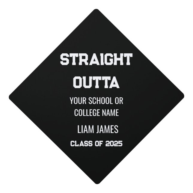 Funny Class of 2025 Black Sports Graduation Cap Topper (Front)