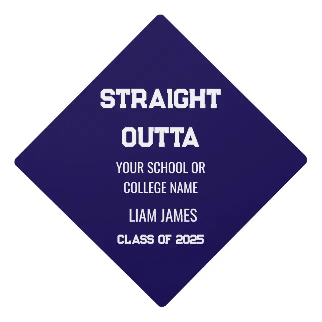 Funny Class of 2025 Minimal Blue Graduation Cap Topper | Zazzle