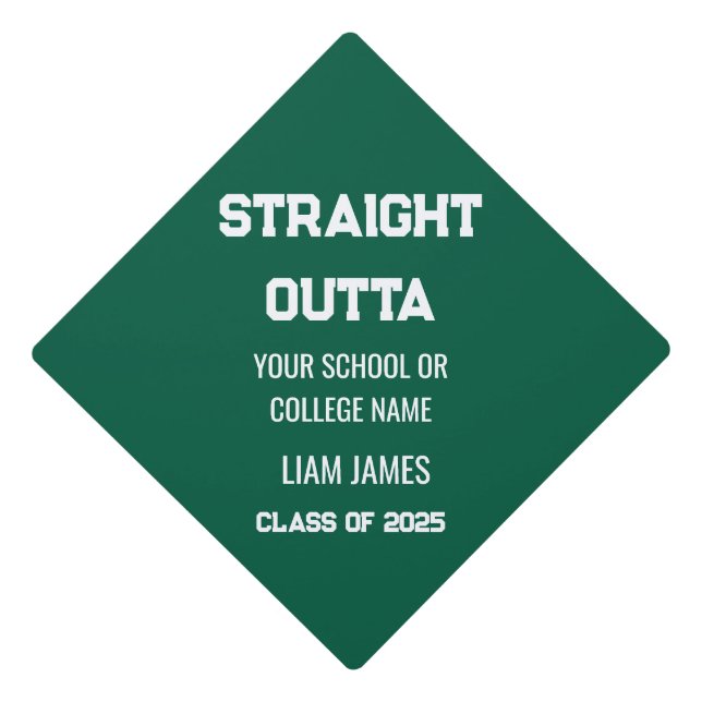Funny Class of 2025 Minimal Green Graduation Cap Topper (Front)