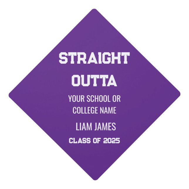 Funny Class of 2025 Minimal Purple Graduation Cap Topper (Front)