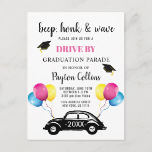 Funny Class of 2026 DRIVE BY Graduation Party Ann Announcement Postcard