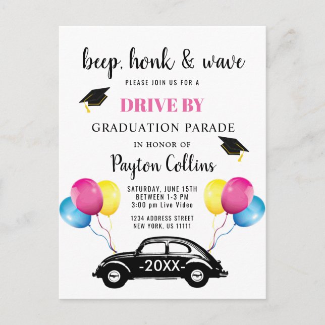 Funny Class of 2026 DRIVE BY Graduation Party  Ann Announcement Postcard (Front)