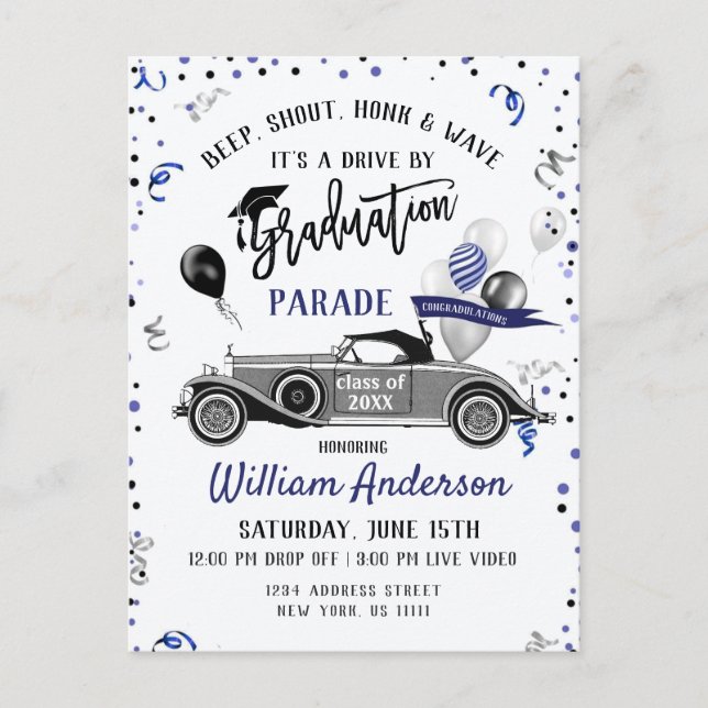 Funny Class of 2026 DRIVE BY Graduation Party Anno Announcement Postcard (Front)