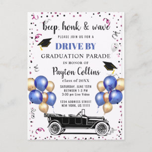 Funny Class of 2026 DRIVE BY Graduation Party Announcement Postcard