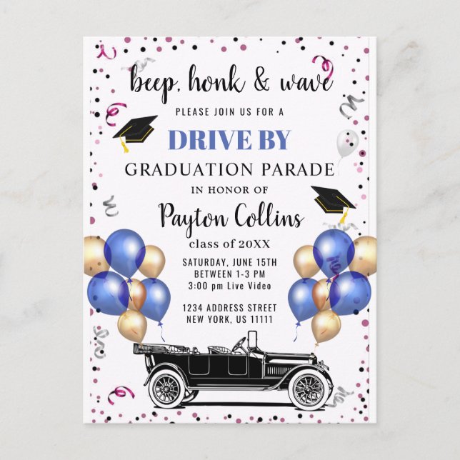 Funny Class of 2026 DRIVE BY Graduation Party Announcement Postcard (Front)
