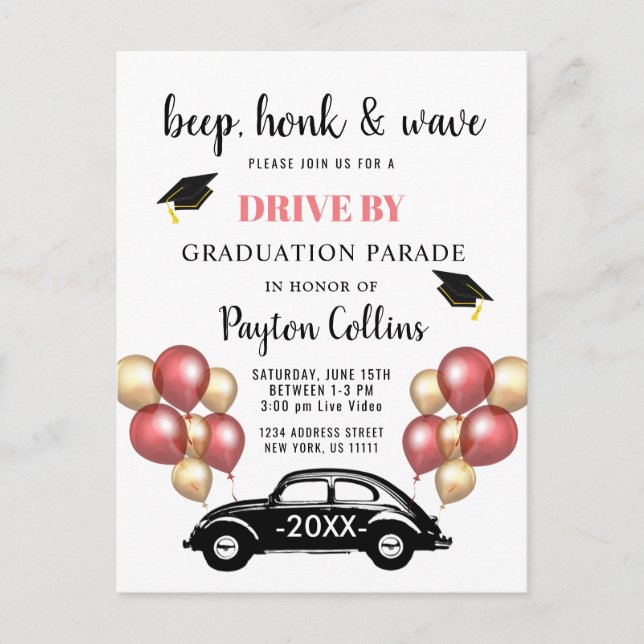 Funny Class of 2026 DRIVE BY Graduation Party Announcement Postcard (Front)