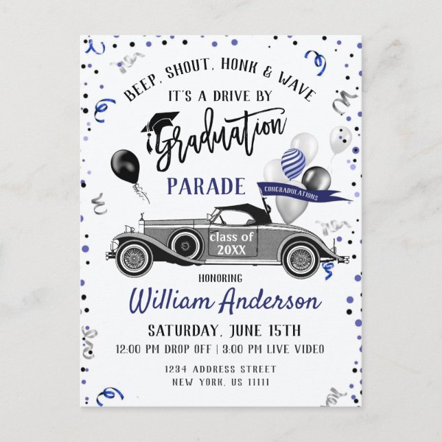 Funny Class of 2026 DRIVE BY Graduation Party Postcard (Front)