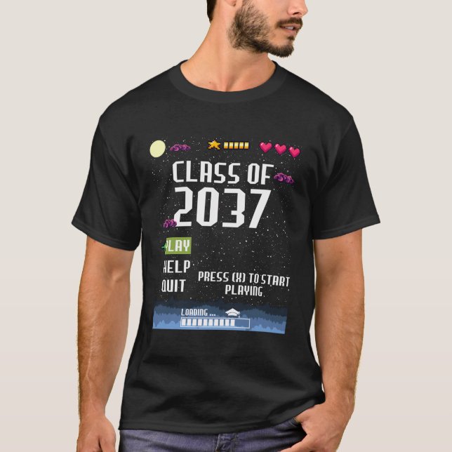 Funny Class Of 2037 Game Interface For Gamer Gamin T-Shirt (Front)