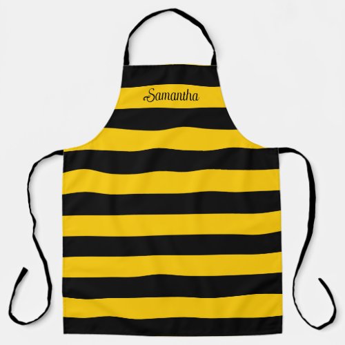 Funny Classic Bumble Bee Stripes Striped Pattern Apron