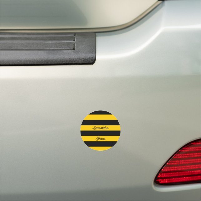 Funny Classic Bumble Bee Stripes Striped Pattern Car Magnet (In Situ)