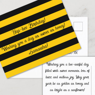 Funny Classic Bumble Bee Stripes Striped Pattern Holiday Postcard