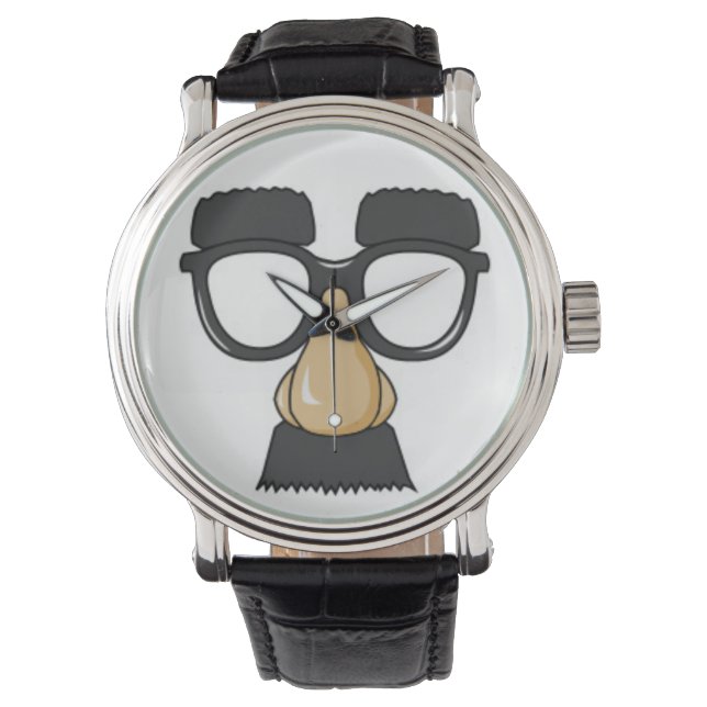 Funny Classic Comedy Humor Mustache Glasses Joke Watch (Front)